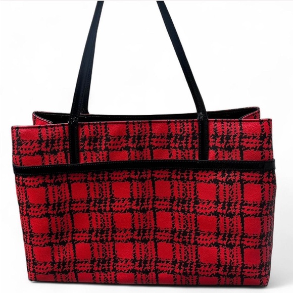 kate spade 赤黒チェック トートバッグ チェック ケイトスペード